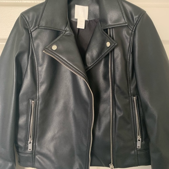 H&M Black Leather Moto Style Jacket - Picture 1 of 4